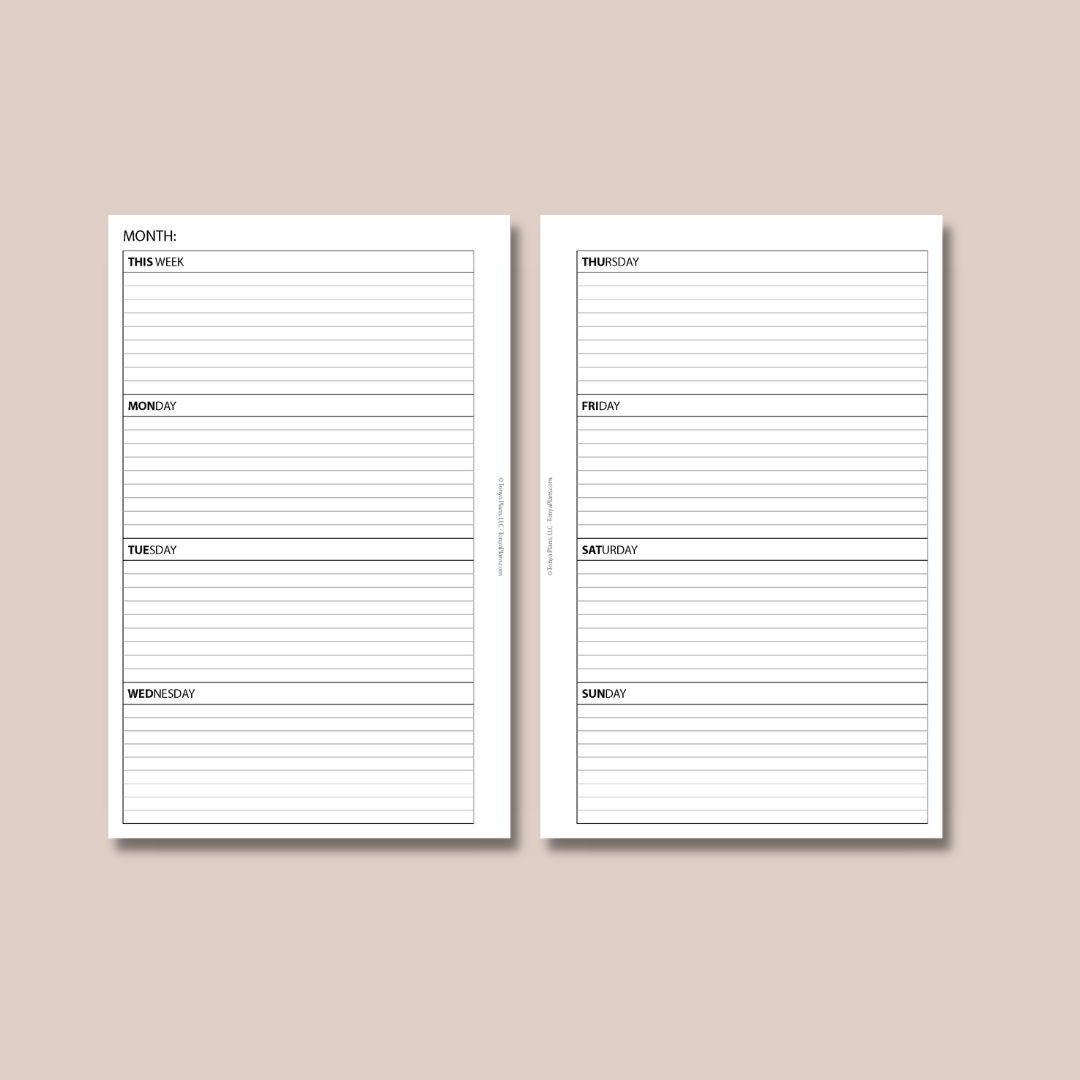 Compact Rings Size | 2024 Weekly & Daily Planner Printable Inserts - Full Package Digital Download