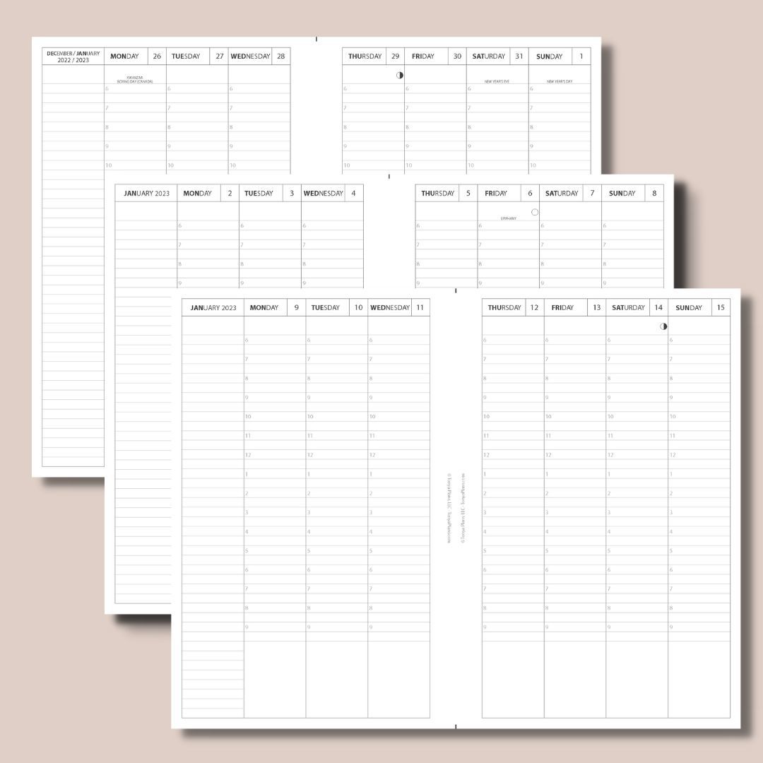 Classic Rings Size  2024 Weekly Planner Printable Inserts - Full
