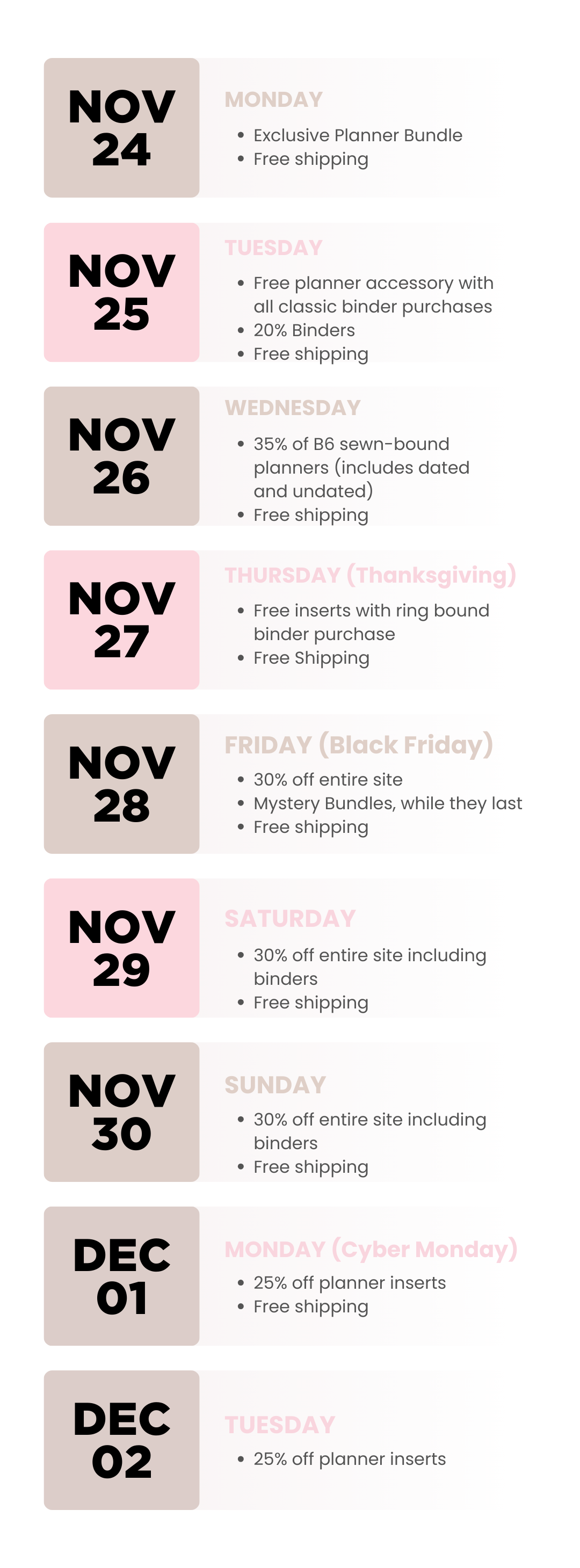 Preview of Tonya Plans Black Friday / Cyber Monday Events