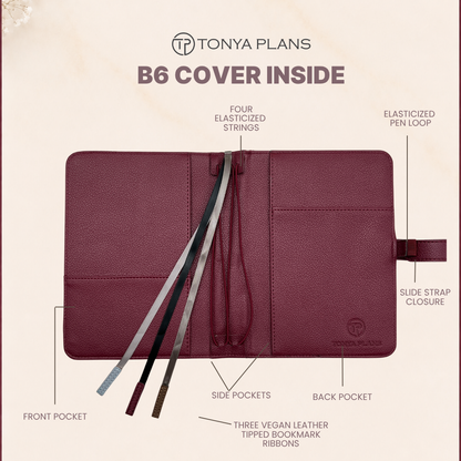 B6 Quilted Vegan Leather Planner Cover With Adjustable Slide Strap Closure