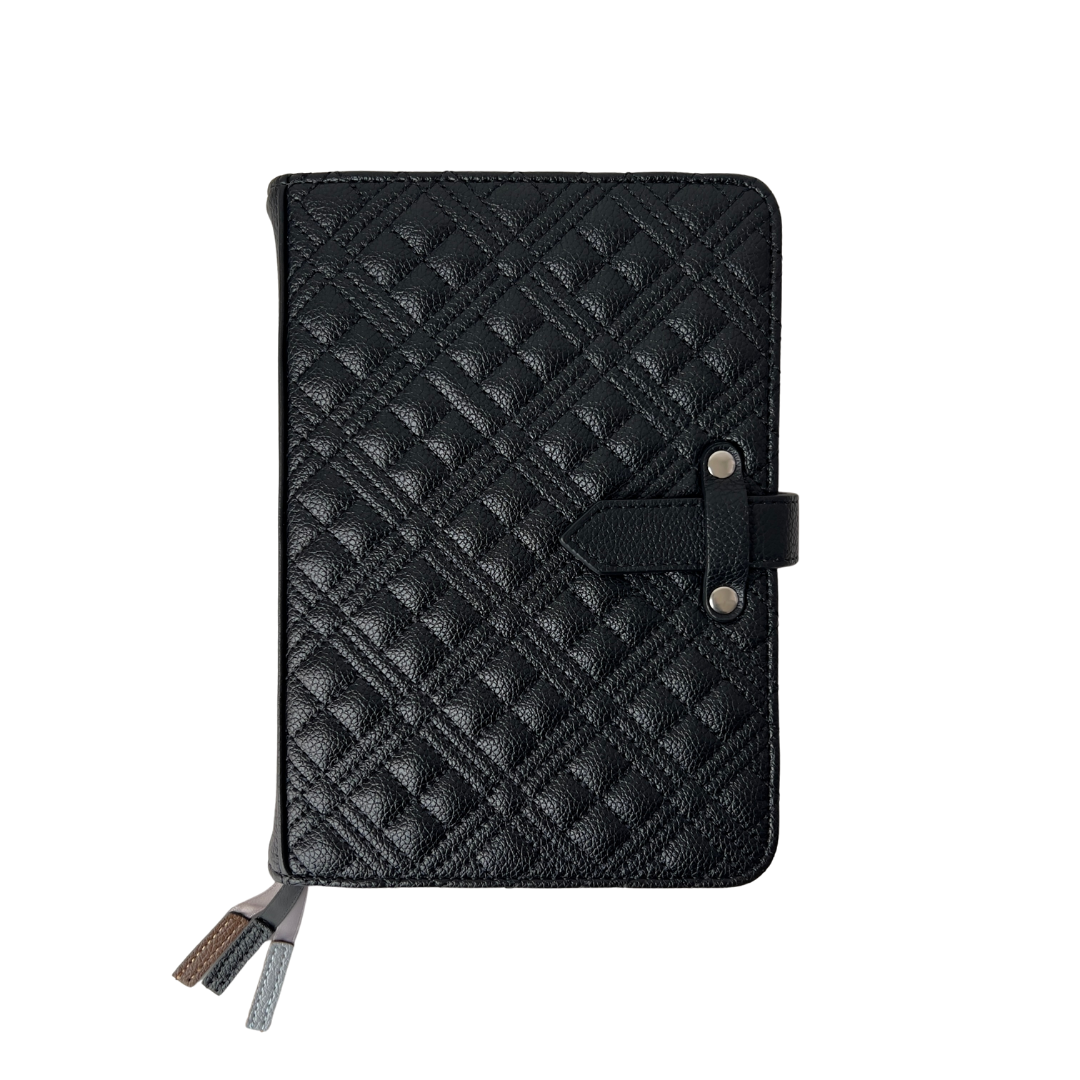 B6 Quilted Vegan Leather Planner Cover With Adjustable Slide Strap Closure