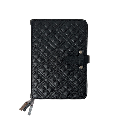 B6 Quilted Vegan Leather Planner Cover With Adjustable Slide Strap Closure