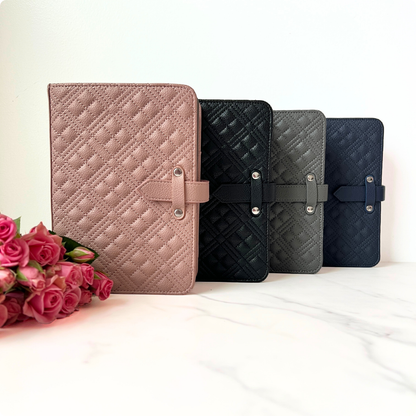 B6 Quilted Vegan Leather Planner Cover With Adjustable Slide Strap Closure