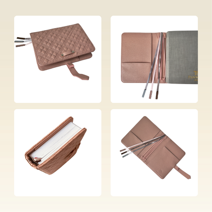 B6 Quilted Vegan Leather Planner Cover With Adjustable Slide Strap Closure