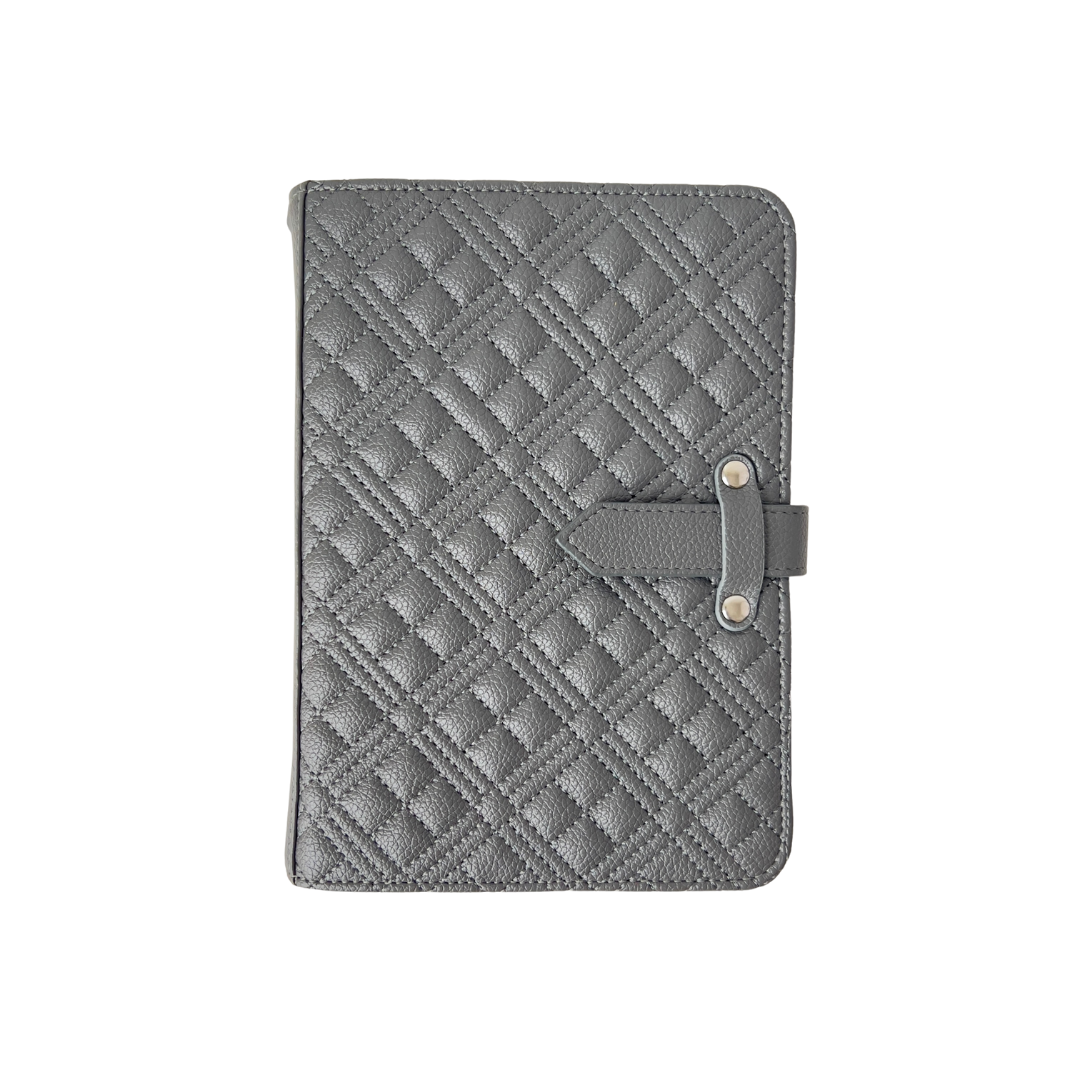 B6 Quilted Vegan Leather Planner Cover With Adjustable Slide Strap Closure