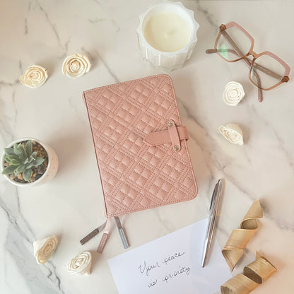 B6 Quilted Vegan Leather Planner Cover With Adjustable Slide Strap Closure