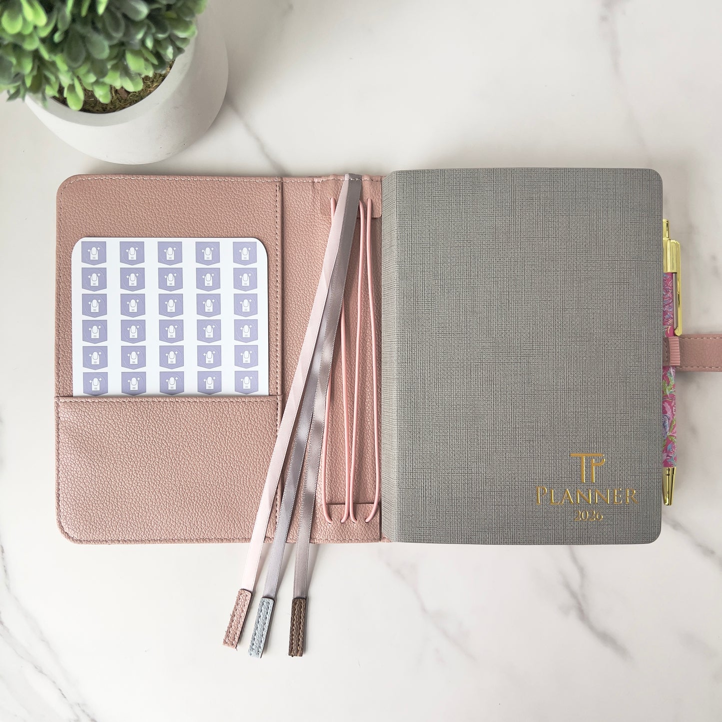 B6 Quilted Vegan Leather Planner Cover With Adjustable Slide Strap Closure