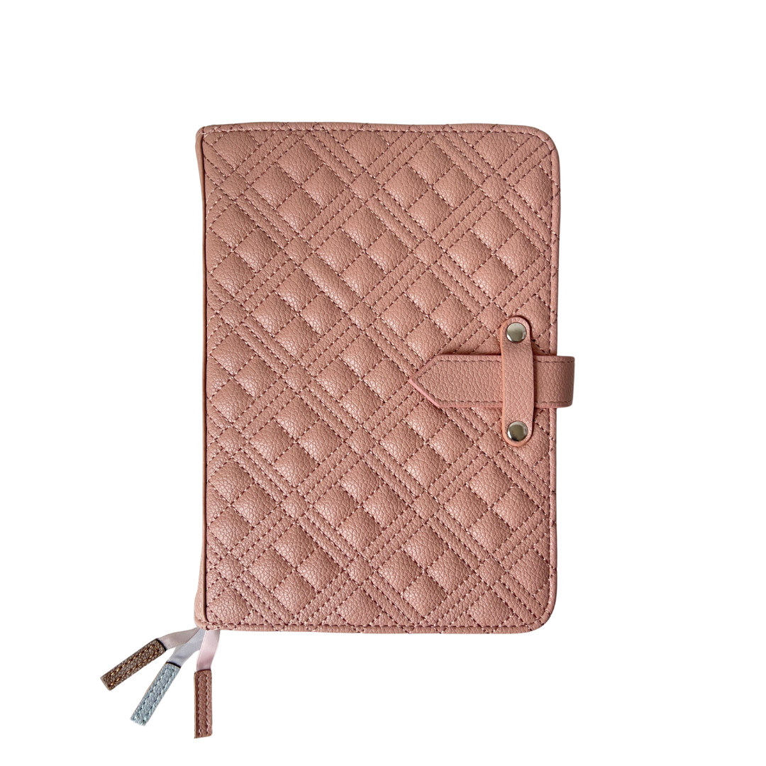 B6 Quilted Vegan Leather Planner Cover With Adjustable Slide Strap Closure