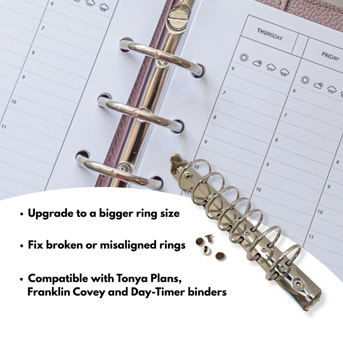 Replacement Binder Rings – Fits Tonya Plans & Franklin Planner Binders ...