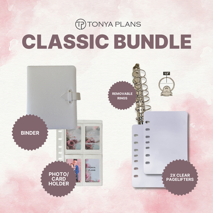 Amelia Simulated Leather Strap Ring Classic Binder - Bone White