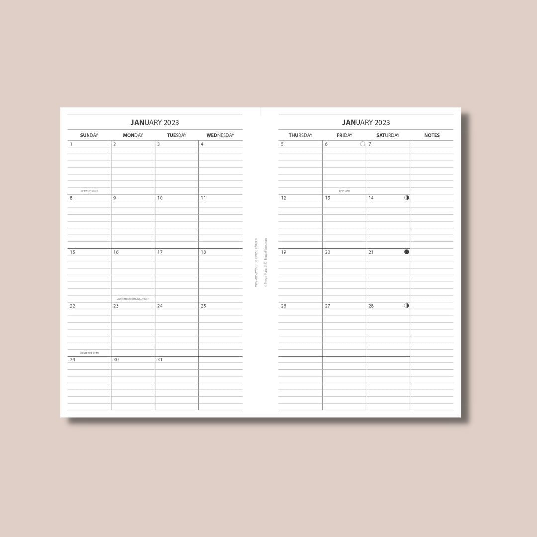 Classic Rings Size | 2024 Weekly Planner Printable Inserts - Full Package Digital Download