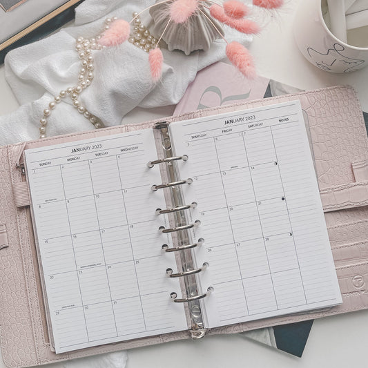 Classic Rings Size | 2023 Dated Monthly Calendars With Overview & Index Printable Insert