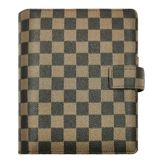 Checkered Simulated Leather Rings Brown Snap Binder - Fits FC Compact and Personal Inserts